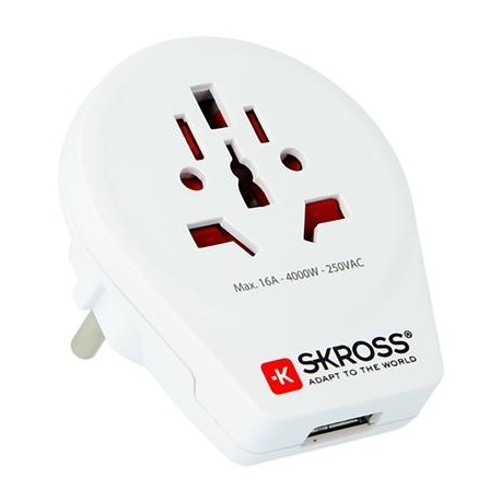 Reisiadapter World to Europe USB SKROSS