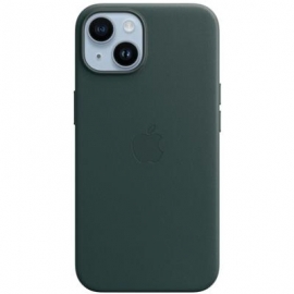 Apple iPhone 14 Leather Case with MagSafe, tumeroheline - Nahkümbris