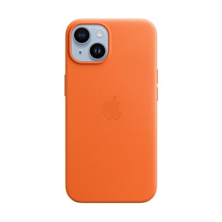 Apple iPhone 14 Leather Case with MagSafe, oranž - Nahkümbris