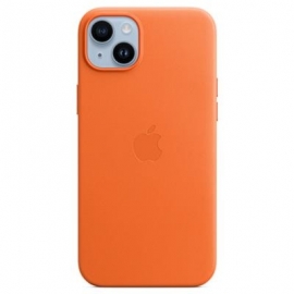 Apple iPhone 14 Plus Leather Case with MagSafe, oranž - Nahkümbris