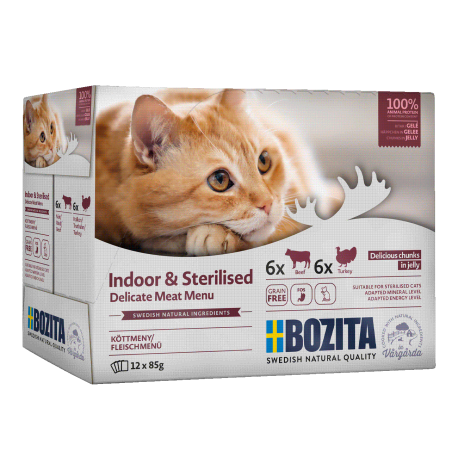 Bozita Indoor & Sterilised Multibox LIHA TÜKID ŽELEES kassi täissööt 12x85g