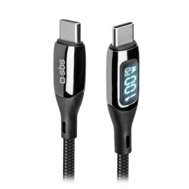 SBS USB-C - USB-C, 100W, LED, 1 m, must - Kaabel