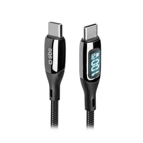 SBS USB-C - USB-C, 100 W, LED, 1 m, must - Kaabel