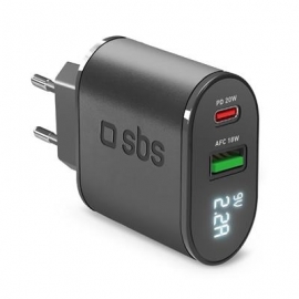 SBS, USB-A, USB-C, LCD, 20 W, must - Vooluadapter