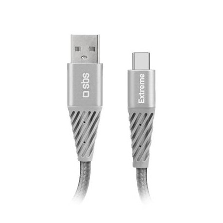 SBS Extreme Charging Cable, USB-A - USB-C, 1,5 m, hall - Kaabel
