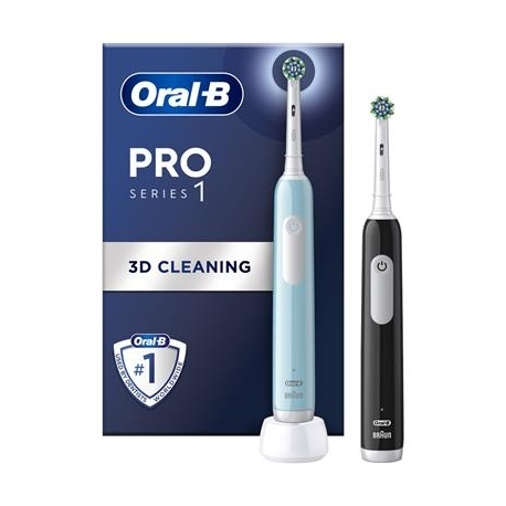 Braun Oral-B Pro Seeria 1, 2 tk, sinine/must - Elektriliste hambaharjade komplekt