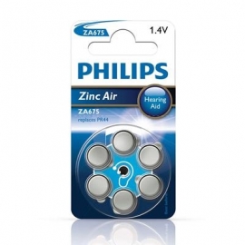 6 x Patarei Philips ZA675 1.4 V Zinc Air (PR44)