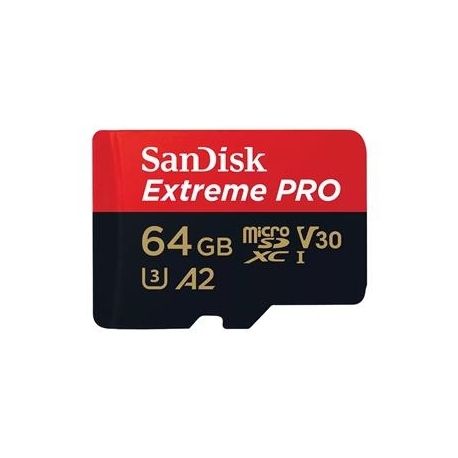 SanDisk Extreme Pro, UHS-I, microSD, 64 GB - Mälukaart ja adapter