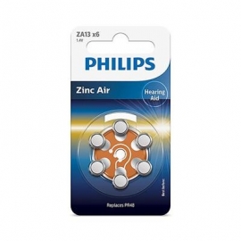 6 x Patarei Philips ZA13 1.4 V 6 Zinc Air (PR48)