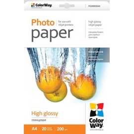 ColorWay A4, 200 g/m², 20 lehte, läikiv - Fotopaber