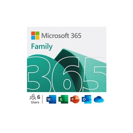 Microsoft 365 Family, 12 kuu tellimus, 6 kasutajat / 5 seadet, 1 TB OneDrive, ENG - Tarkvara