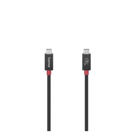 Hama Essential, USB-C - USB-C, 40 Gbit/s, 5A, 240W, 1m, must - Kaabel