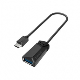 Hama USB-C pistik USB-A 3.1 pesa, 0,15 m, must - Adapter