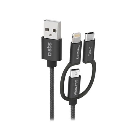 SBS USB / Micro USB, USB-C, Lightning, must - USB kaabel