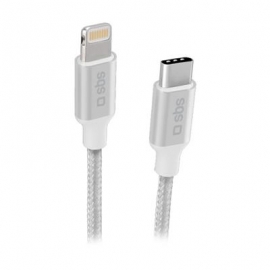 SBS Silver Metal Braided, USB-C - Lightning, hõbe - Kaabel