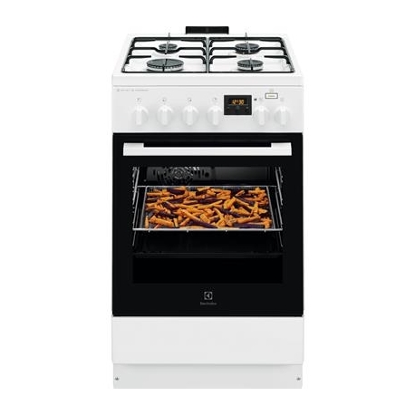 Electrolux 600 Seeria SteamBake, 58 L, laius 50 cm, valge - Gaasipliit elektriahjuga