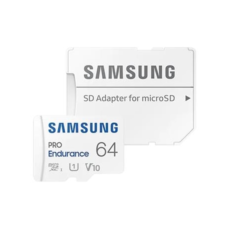 Samsung Micro SDHC Endurance PRO + SD adapter, 64 GB, valge - Mälukaart