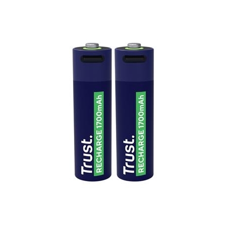 Trust USB-C rechargeable AA batteries, 2-pakk - Laetavad patareid