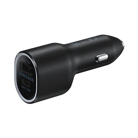 Samsung Duo Car Charger, USB-A, USB-C, 25 W + 15 W, must - Autolaadija