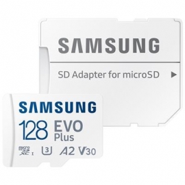 Samsung EVO Plus, microSDXC, 128 GB, valge - Mälukaart ja adapter