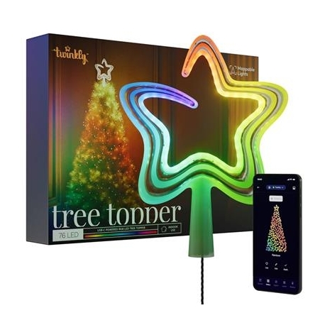 Twinkly Tree Topper, RGB, 76 LED, USB-C, valge - Nutikas jõulupuu tipukaunistus