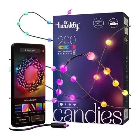 Twinkly Candies Pearls, RGB, 200 LED, USB-C, 12 m, roheline - Nutivalgusti