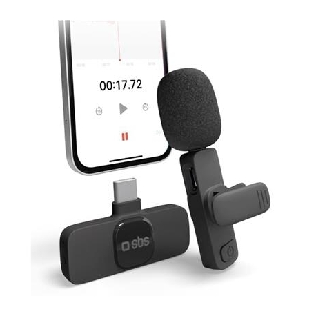 SBS Wireless Microphone, USB-C, must - Juhtmevaba mikrofon