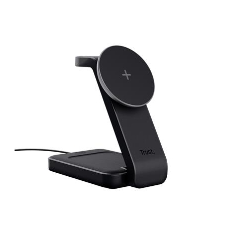 Trust Viro 3-in-1 Wireless Magnetic Charge Stand, Qi, must - Juhtmevaba laadimisdokk