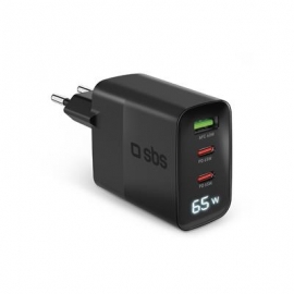 SBS LCD Wall Charger, USB-A, 2x USB-C, LCD, 65 W, must - Laadija