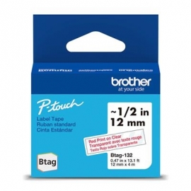 Brother Btag 132, 4m, punane/läbipaistev - Silditeip