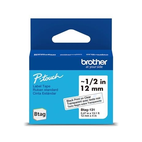 Brother Btag 131, 4m, must/läbipaistev - Silditeip